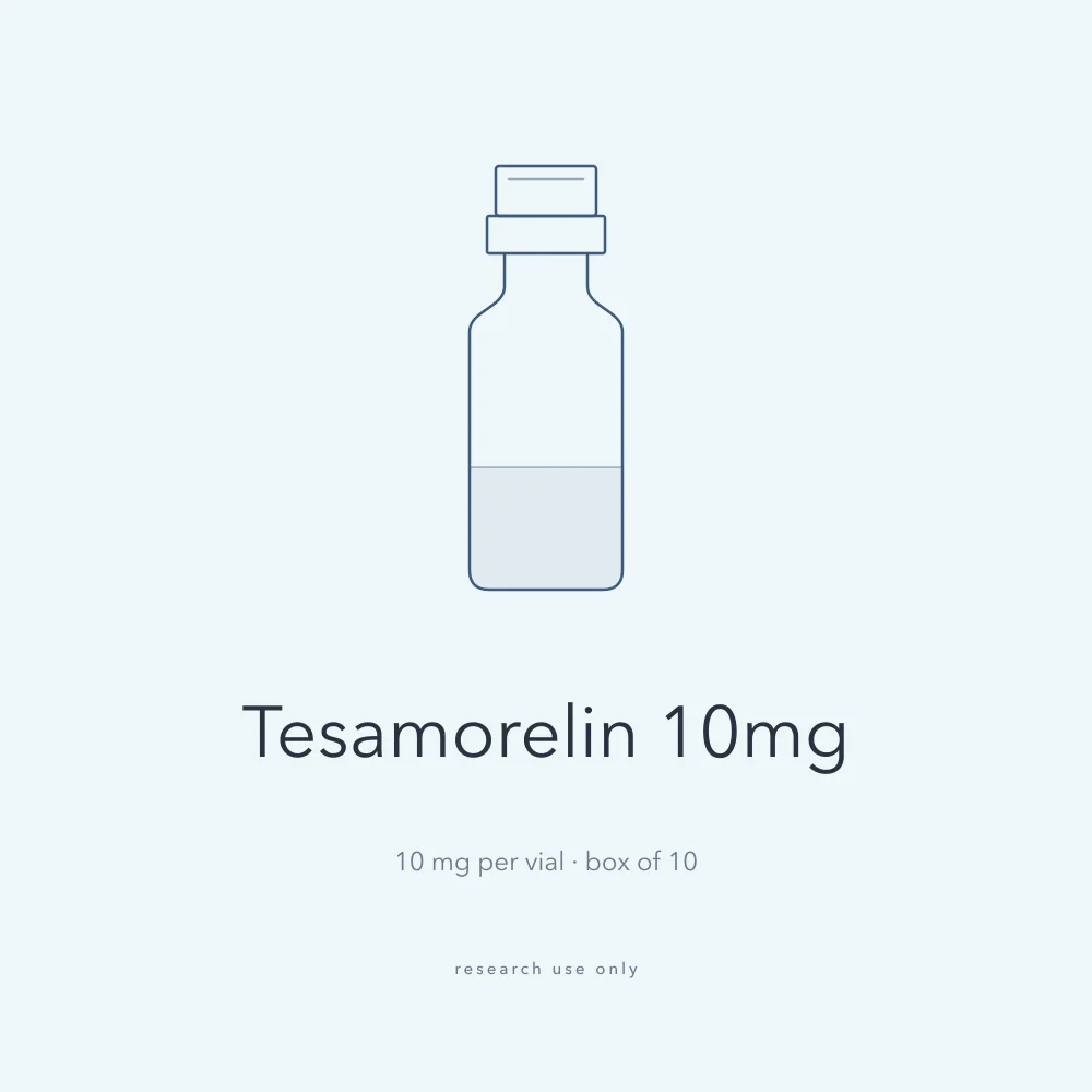 Drawing of a Tesamorelin 10mg vial