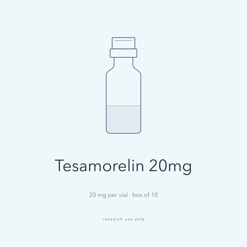 Drawing of a Tesamorelin 20mg vial