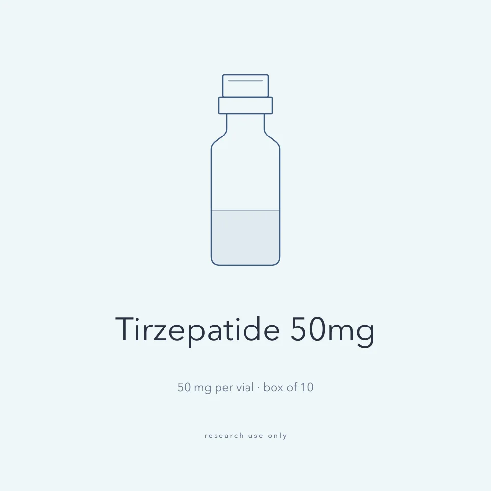 Drawing of a Tirzepatide 50mg vial